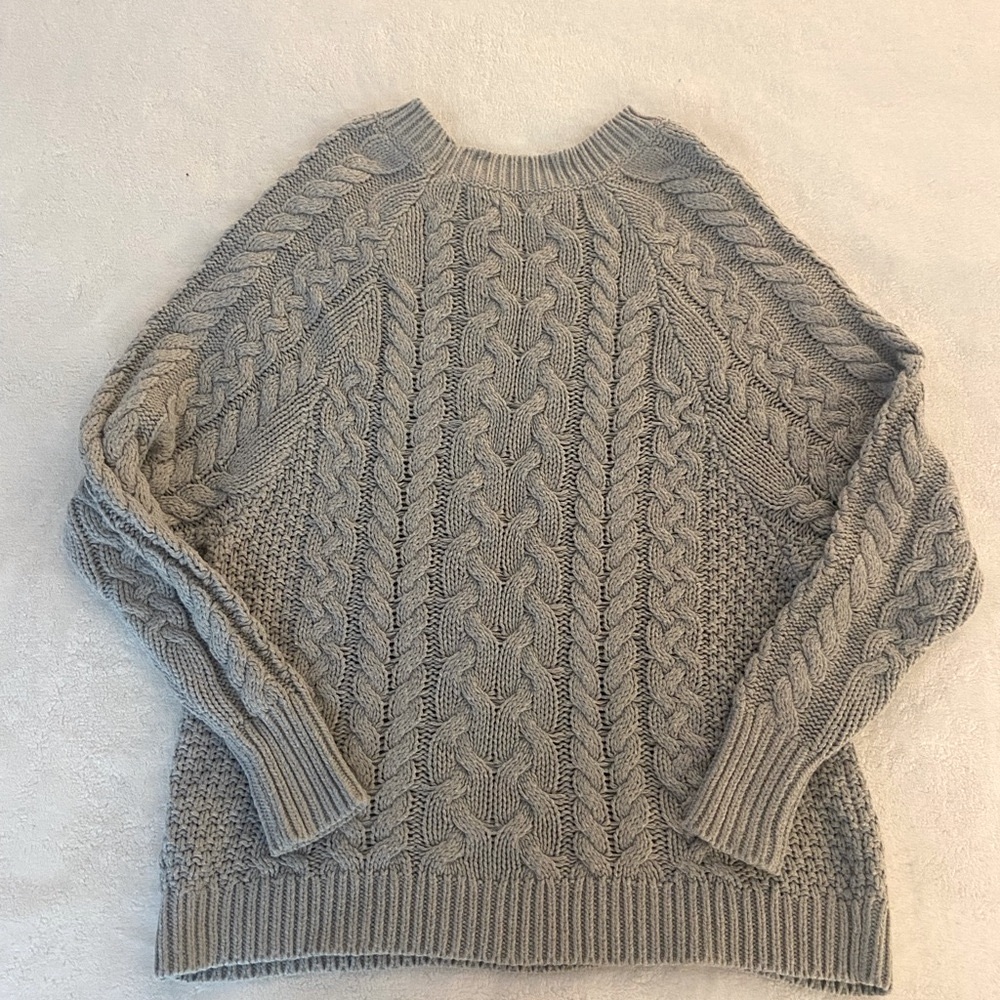 Aerie Gray Cable Knit Women's Sweater - Picture 2 of 8